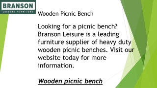 Wooden Picnic Bench  Branson Leisure