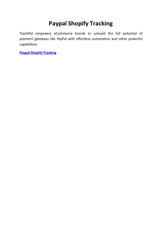 Paypal Shopify Tracking