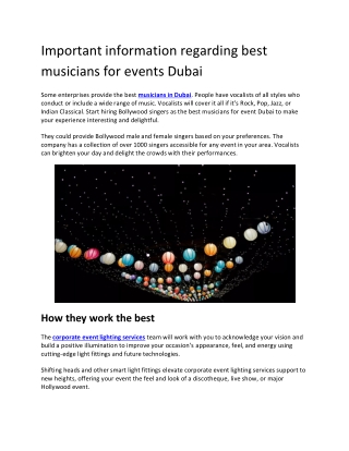 Important information regarding best musicians for events Dubai