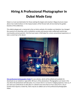 Hiring a professional photographer in Dubai made easy