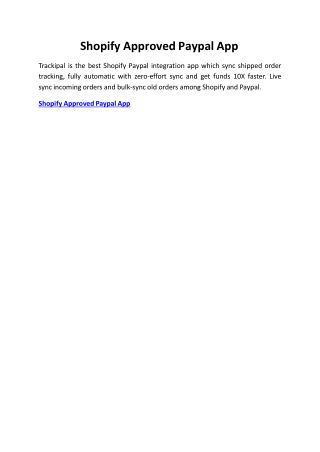 Shopify Approved Paypal App