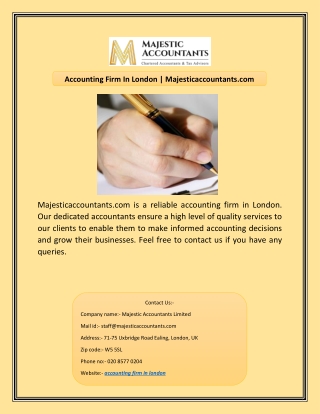 Accounting Firm In London | Majesticaccountants.com