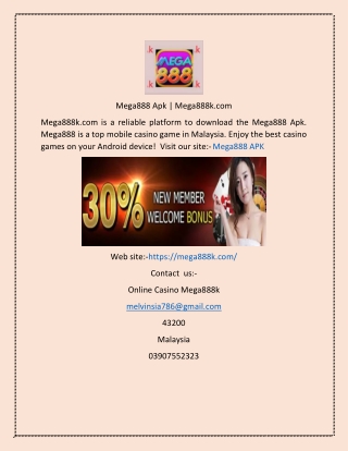 Mega888 Apk  Mega888k