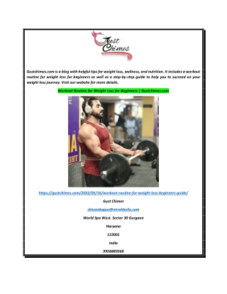 Workout Routine for Weight Loss for Beginners  Gustchimes.com