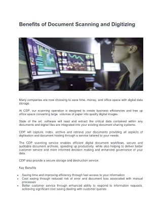 Benefits of Document Scanning and Digitizing - CDP Print Management
