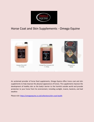 Horse Coat and Skin Supplements - Omega Equine