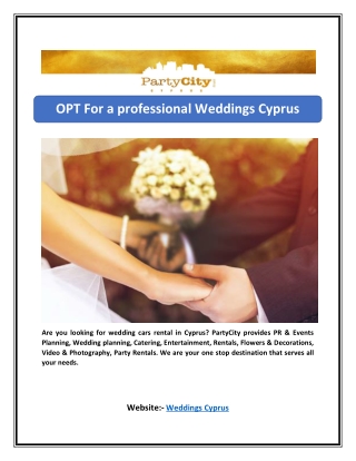 OPT For a professional Weddings Cyprus