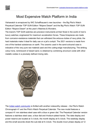 Most Expensive Watch Platform in India