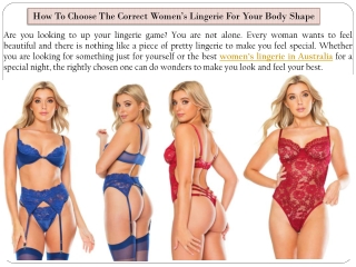 Choose The Correct Women’s Lingerie For Your Body Shape - Lingerie Seduction