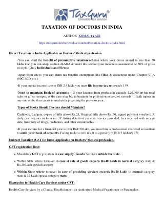 Taxation of Doctors in India