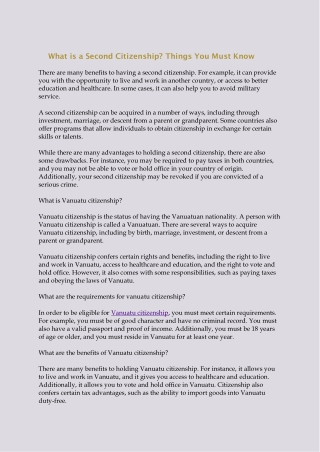 What is a Second Citizenship - Things You Must Know