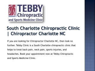 South Charlotte Chiropractic Clinic | Chiropractor Charlotte NC