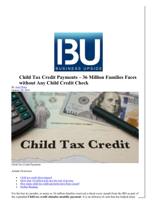 Child Tax Credit Payments – 36 Million Families Faces without Any Child Credit Check