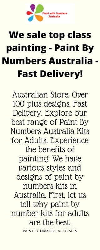 We sale top class painting - Paint By Numbers Australia - Fast Delivery!