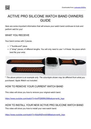 ACTIVE PRO SILICONE WATCH BAND OWNERS GUIDE