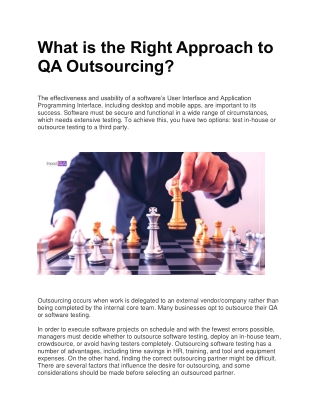 What is the Right Approach to QA Outsourcing