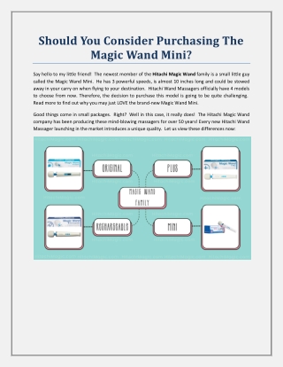 Should You Consider Purchasing The Magic Wand Mini