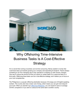 Why Offshoring Time-Intensive Business Tasks Is A Cost-Effective Strategy