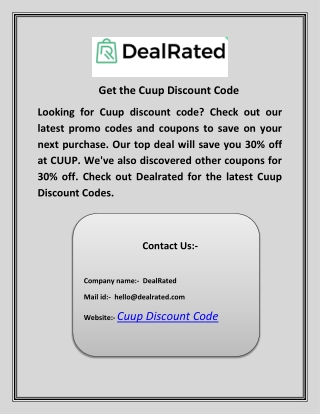 Get the Cuup Discount Code
