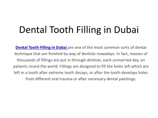 Dental Tooth Filling in Dubai