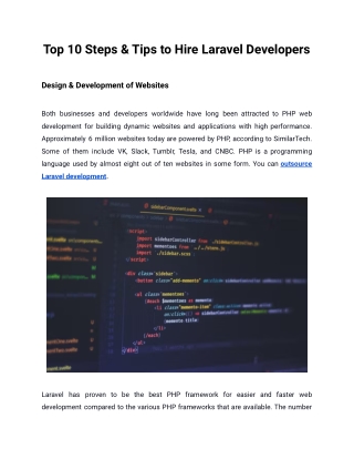 The Top 10 Steps & Tips to Hire Laravel Developers