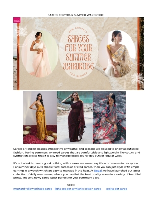 SAREES FOR YOUR SUMMER WARDROBE