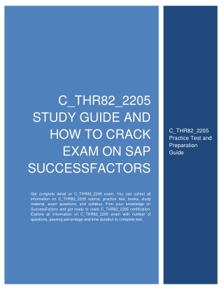 C_THR82_2205 Study Guide and How to Crack Exam on SAP SuccessFactors