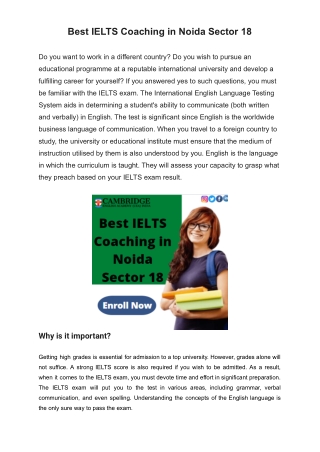 Best IELTS Coaching in Noida Sector 18