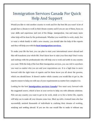 Immigration Services Canada For Quick Help And Support