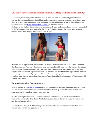 Our Escort Service In Pune Familiar With All The Many Sex Positions In The City