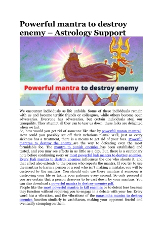 Powerful mantra to destroy enemy – Astrology Support