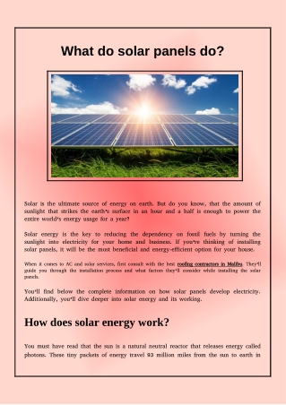 Benefits Of Solar Panels