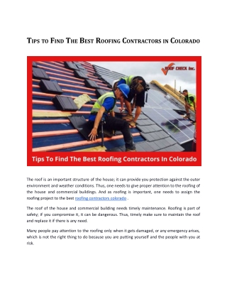 Tips To Find Best Roofing Contractors In Colorado