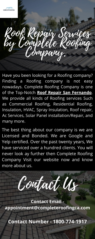 Roofing Services By Complete Roofing.
