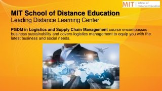 PGDM in Logistics and Supply Chain Management - MITSDE