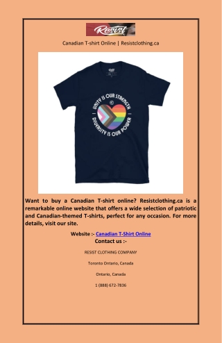 Canadian T-shirt Online | Resistclothing.ca