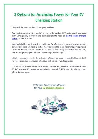 3 Options for Arranging Power for Your EV Charging Station