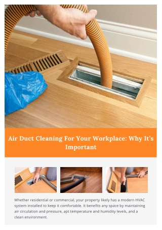 Air duct cleaning for your workplace Why it’s important