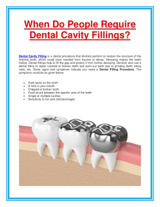 When Do People Require Dental Cavity Fillings