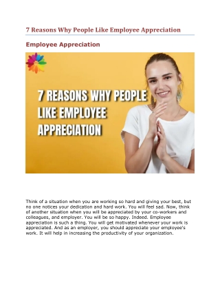 7 Reasons Why People Like Employee Appreciation