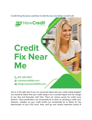 Credit Drop Reasons and How Credit fix near me helps avoid it all