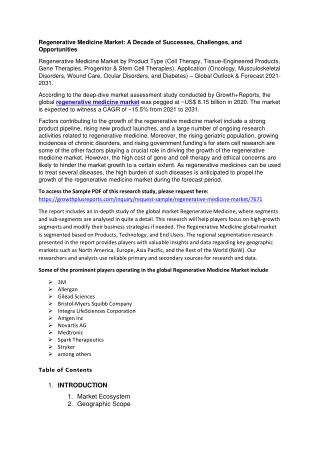 Regenerative Medicine Market