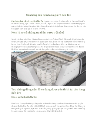 Cửa hàng bán nệm lò xo giá rẻ Bến Tre