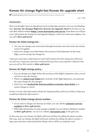 Korean Air flight change policy