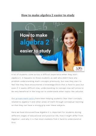 How to make algebra 2 easier to study