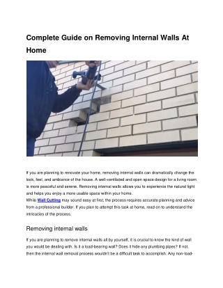 Complete Guide on Removing Internal Walls At Home