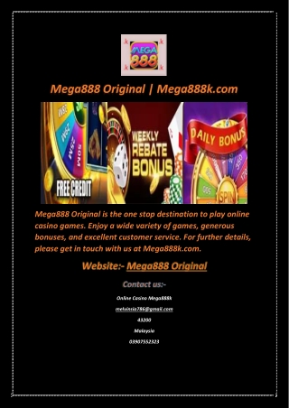 Mega888 Original Mega888k