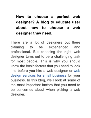 How to choose a perfect web designer