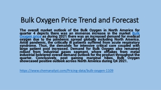 Bulk Oxygen Price Trend and Forecast