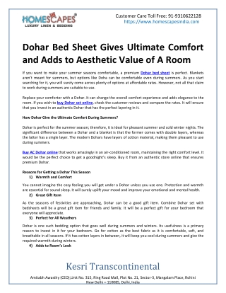 Dohar Bed Sheet Gives Ultimate Comfort and Adds to Aesthetic Value of A Room